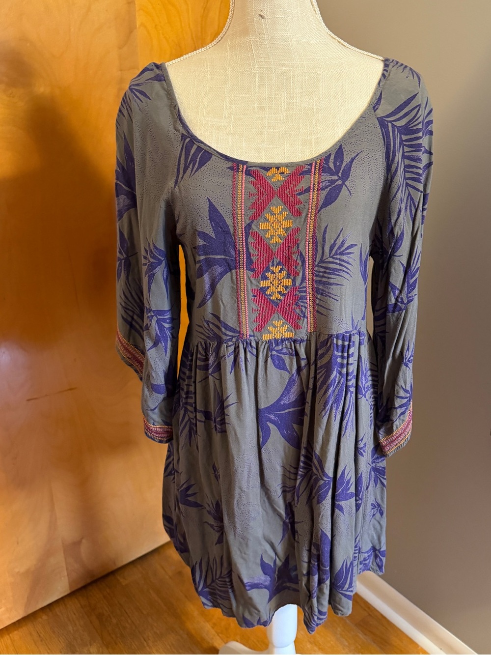 Roxy Green and Blue Patterned Dress